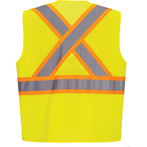 Veste de s&eacute;curit&eacute; &agrave; bandes contrastantes, Jaune lime haute visibilit&eacute;, Petit, Polyester Canadian Safety Group Inc.