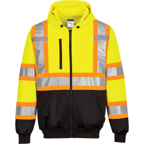 Contrast-Striped Safety Hoodie, Small, Black/High Visibility Lime-Yellow Canadian Safety Group Inc.