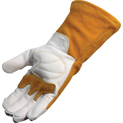 Gants de soudeur TIG/MIG de premi&egrave;re qualit&eacute; avec dos en cuir de vache refendue isol&eacute;es et ignifug&eacute;s Caiman, Cuir fleur de ch&egrave;vre, Taille T-Grand Canadian Safety Group Inc.