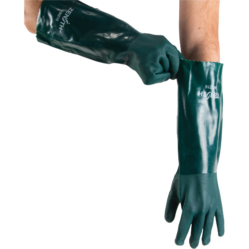 Double Dipped Green Gloves, 18" L, PVC, Cotton Jersey Inner Lining, 70-mil Canadian Safety Group Inc.