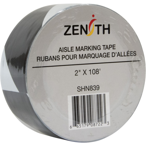 Aisle Marking Tape, 2" x 108', PVC, Black and White Canadian Safety Group Inc.