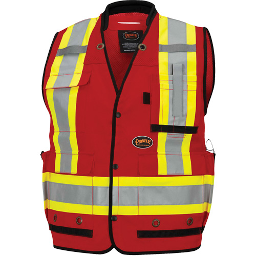6678 Veste d'arpenteur antimicrobienne haute visibilit&eacute; avec dos en maille, Rouge, Petit, Polyester Canadian Safety Group Inc.