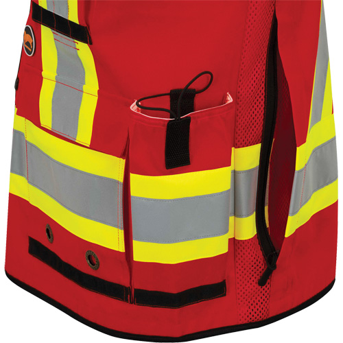 6678 Veste d'arpenteur antimicrobienne haute visibilit&eacute; avec dos en maille, Rouge, Petit, Polyester Canadian Safety Group Inc.