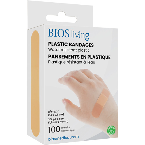 Bandages hydrofug&eacute;s, Rectangulaire/carr&eacute;e, 3", Plastique, St&eacute;rile Canadian Safety Group Inc.
