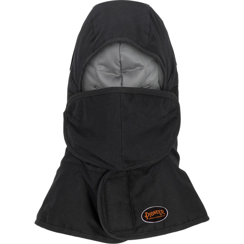 Doublure matelass&eacute;e ignifug&eacute;e Pioneer 765A pour casque de s&eacute;curit&eacute; avec un long cou et embout buccal amovible, Noir/Gris, Coton/FR-Tech/Modacrylique/Nylon Canadian Safety Group Inc.