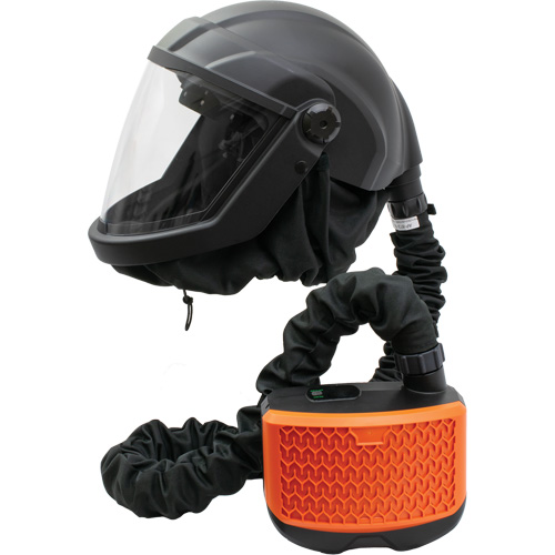 Respirateur &agrave; adduction d'air purifi&eacute; avec visi&egrave;re et ensemble de ventilation PEAKAIR DEFENDER, Respirateur &agrave; masque, Pile Lithium-ion Canadian Safety Group Inc.
