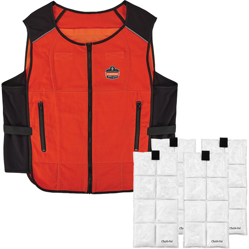 Veste de refroidissement &agrave; changement de phase l&eacute;g&egrave;re avec sachets de recharge Chill-Its 6260, Grand/T-Grand, Orange Canadian Safety Group Inc.