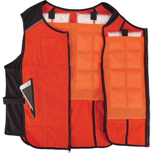 Veste de refroidissement &agrave; changement de phase l&eacute;g&egrave;re avec sachets de recharge Chill-Its 6260, Grand/T-Grand, Orange Canadian Safety Group Inc.