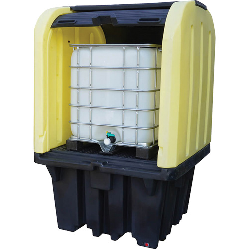 Palette anti-d&eacute;versement jaune &agrave; couvercle rigide roulant, 65" lo x 65" la x 101" h, Capacit&eacute; de charge 5000 lb Canadian Safety Group Inc.