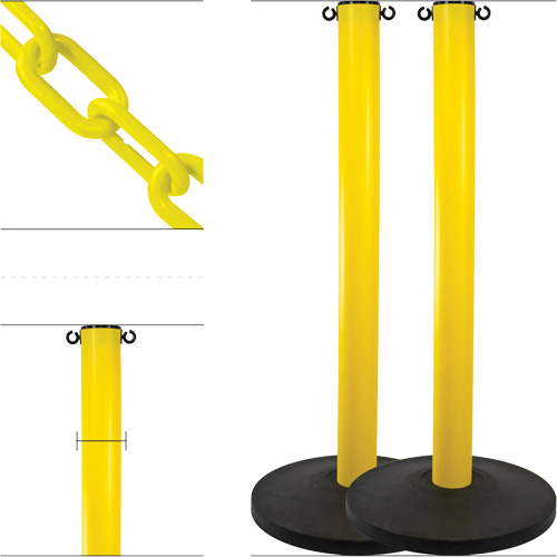 Industrial Stanchion Kit with Plastic Chain, 37" High, Yellow Canadian Safety Group Inc.