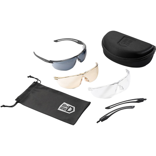 Ensemble de lunettes de s&eacute;curit&eacute; &agrave; protection balistique Gunfire 2.0, Lentille Transparent/Fum&eacute;e/Cuivre, Antibu&eacute;e/Anti-&eacute;gratignures, ANSI Z87+ Canadian Safety Group Inc.