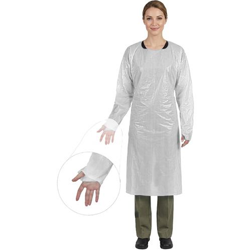 Blouse CoverMe avec passe-pouces, Taille unique, Blanc, Poly&eacute;thyl&egrave;ne Canadian Safety Group Inc.