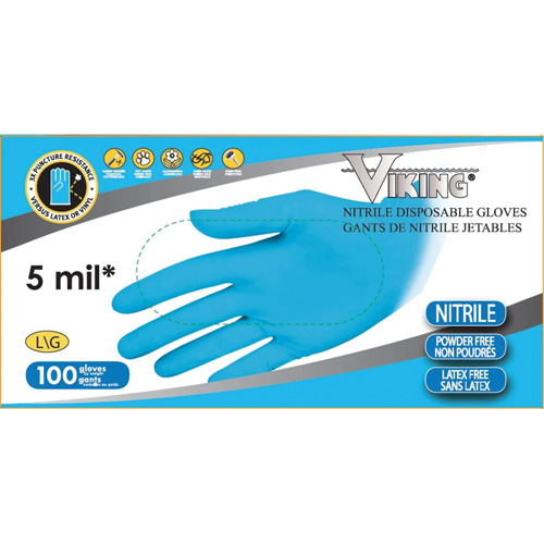 Gants jetables 34600, T-Grand, Nitrile, 5 mils, Sans poudre, Bleu Canadian Safety Group Inc.
