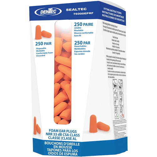 Recharge de bouchons d'oreilles jetables SEALTEC33, Vrac - Contenant Canadian Safety Group Inc.