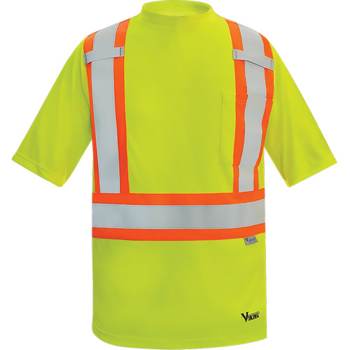 Viking&reg; Safety Bamboo Lined T-shirt, Polyester, Small, High Visibility Lime-Yellow Canadian Safety Group Inc.