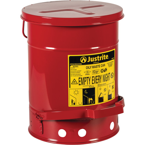 Contenants pour d&eacute;chets huileux, Homologu&eacute; FM/List&eacute; UL, 6 gal. US, Rouge Canadian Safety Group Inc.