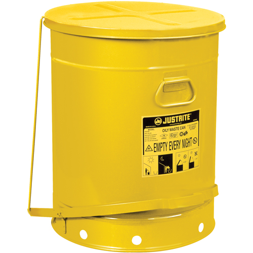 Contenants pour d&eacute;chets huileux, Homologu&eacute; FM/List&eacute; UL, 21 gal. US, Jaune Canadian Safety Group Inc.