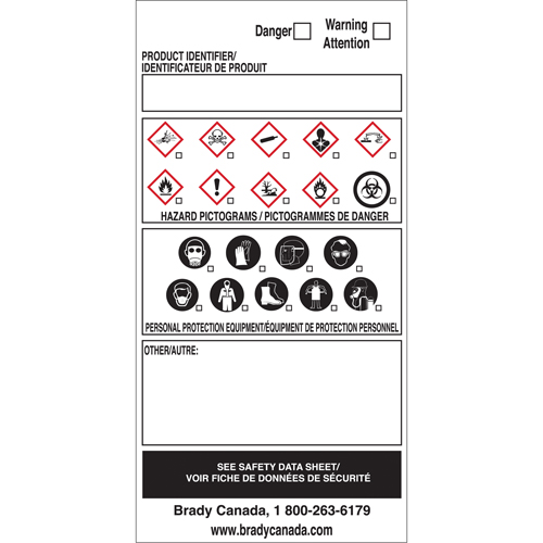 OTS WHMIS Labels, Vinyl, Sheet, 6" L x 3" W Canadian Safety Group Inc.