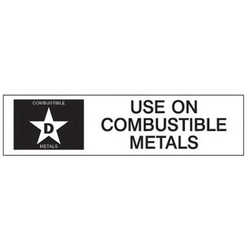 "D: Use on Combustible Metals" Fire Extinguisher Label Canadian Safety Group Inc.
