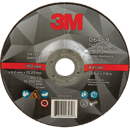 Meule &agrave; tronçonner, 6" x 1/8", Arbre de 7/8", Type 27, C&eacute;ramique Canadian Safety Group Inc.