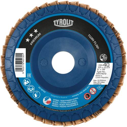Disque &agrave; lamelles Twin Flap, 4-1/2" x 7/8", Type 27, Grain 40, C&eacute;ramique/Alumine de zirconium Canadian Safety Group Inc.