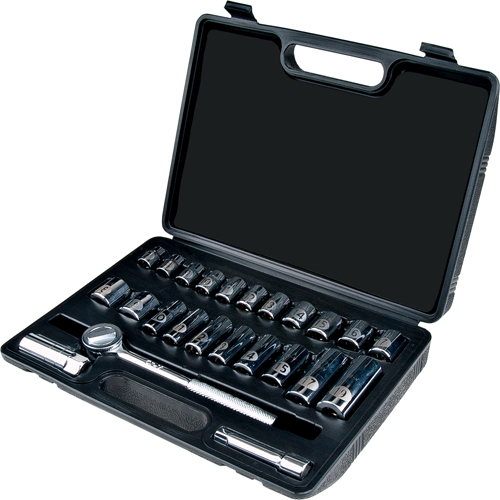 Metric Socket Set, 24 Pcs, 3/8" Drive Size, Deep Canadian Safety Group Inc.