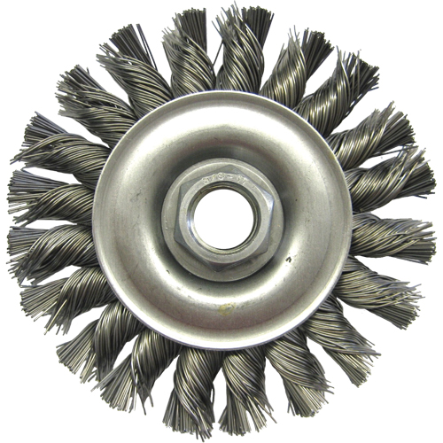 Brosses m&eacute;talliques &agrave; touret, Dia. 4", Fils 0,02", Arbre 5/8"-11, Acier Canadian Safety Group Inc.