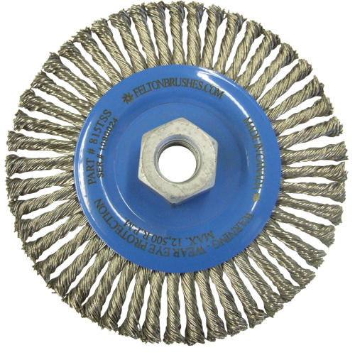 Wire Wheel Brushes, 5-7/8" Dia., 0.02" Fill, 5/8"-11 Arbor, Stainless Steel Canadian Safety Group Inc.