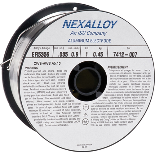 5356 Welding Wire, Aluminum, 1/16" Diameter Canadian Safety Group Inc.