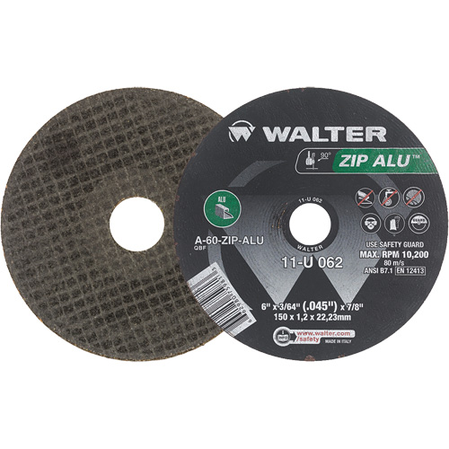 Zip Alu Cut-Off Wheel, 6" x 3/64", 7/8" Arbor, Type 1, Aluminum Oxide, 10200 RPM Canadian Safety Group Inc.