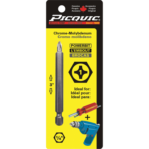 Powerbit, Phillips, #1 Tip, 1/4" Drive Size, 3" Length Canadian Safety Group Inc.