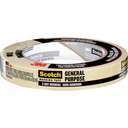 Scotch&reg; Contractor Grade Masking Tape 2020, 18 mm (3/4") x 55 m (180'), Beige Canadian Safety Group Inc.