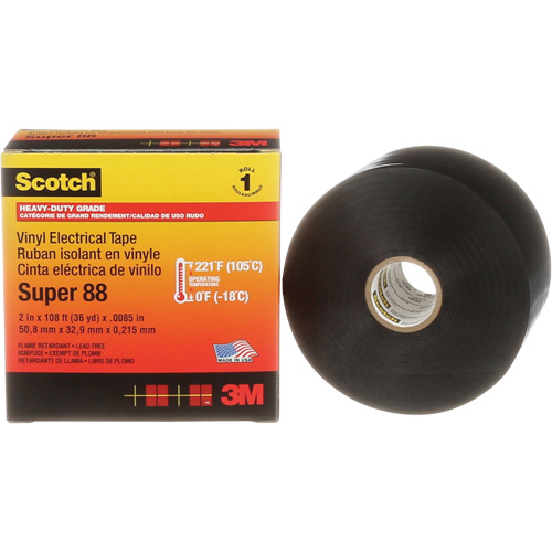 Scotch&reg; Super 88 Professional Electrical Tape, 51 mm (2") x 33 m (108'), Black, 8.5 mils Canadian Safety Group Inc.