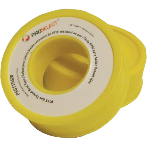 Gas & Oil PTFE Pipe Thread Tape, 12.7 mm (1/2") x 6.6 m (21.67'), Yellow Canadian Safety Group Inc.