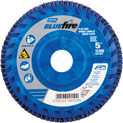 BlueFire R884P Coarse Grit Flap Disc, 5" x 7/8", Type 27, 60 Grit, Zirconia Alumina Canadian Safety Group Inc.