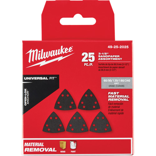 Ensemble de papiers abrasifs triangulaires 3-1/2" Open-Lok Canadian Safety Group Inc.