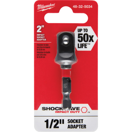 Shockwave Impact Socket Adapter, 1/4" Drive Size, 1/2" Male Size, Ball, 2" L Canadian Safety Group Inc.