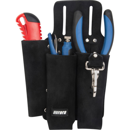 Porte-outils pour monteur de ligne, Porte-outil multiple, Cuir, 3 Poches Canadian Safety Group Inc.