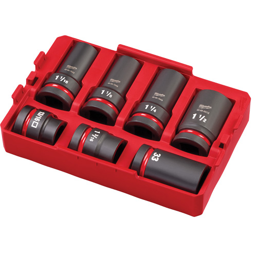 Jeu de douilles SAE & m&eacute;triques Packout Shockwave Impact Duty pour l'entrtien de roues, 7 Morceaux, Prise de 1" Canadian Safety Group Inc.