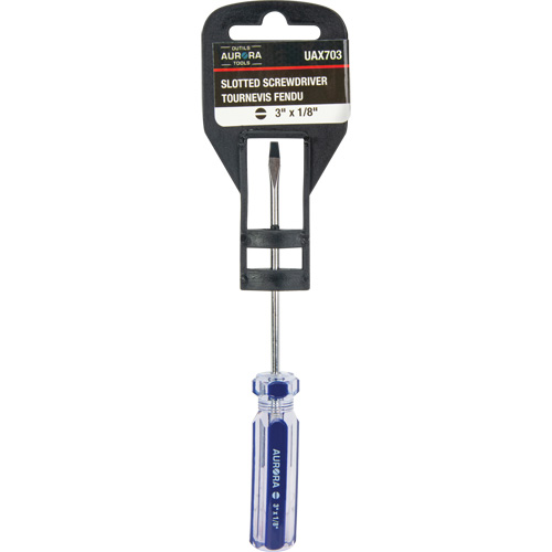 Tournevis &agrave; fente bleu transparent avec bandes , Tige de 1/8", Ronde, Prise en Plastique Canadian Safety Group Inc.