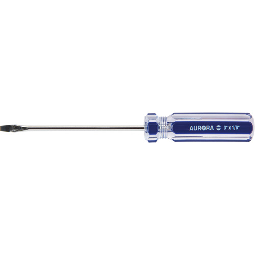 Tournevis &agrave; fente bleu transparent avec bandes , Tige de 1/8", Ronde, Prise en Plastique Canadian Safety Group Inc.