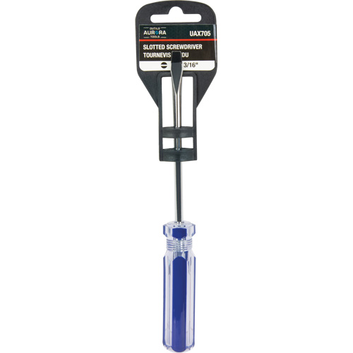 Tournevis &agrave; fente bleu transparent avec bandes, Tige de 3/16", Ronde, Prise en Plastique Canadian Safety Group Inc.