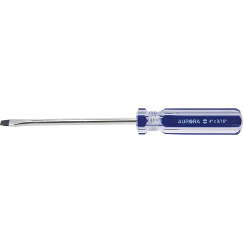 Tournevis &agrave; fente bleu transparent avec bandes, Tige de 3/16", Ronde, Prise en Plastique Canadian Safety Group Inc.