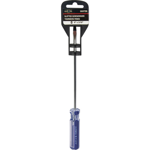 Tournevis &agrave; fente bleu transparent avec bandes, Tige de 3/16", Ronde, Prise en Plastique Canadian Safety Group Inc.