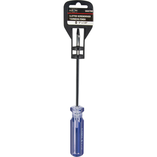 Tournevis &agrave; fente bleu transparent avec bandes, Tige de 1/4", Ronde, Prise en Plastique Canadian Safety Group Inc.