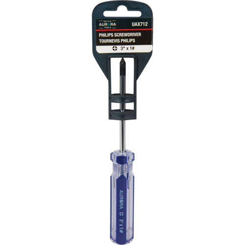Tournevis Philips bleu transparent avec bandes, #1, Prise Plastique Canadian Safety Group Inc.