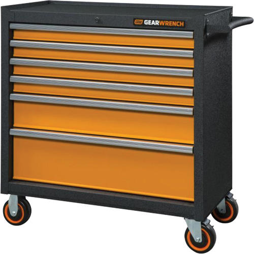 GSX Series Rolling Tool Cabinet, 6 Drawers, 36" W x 18-1/5" D x 37-2/5" H, Black/Orange Canadian Safety Group Inc.