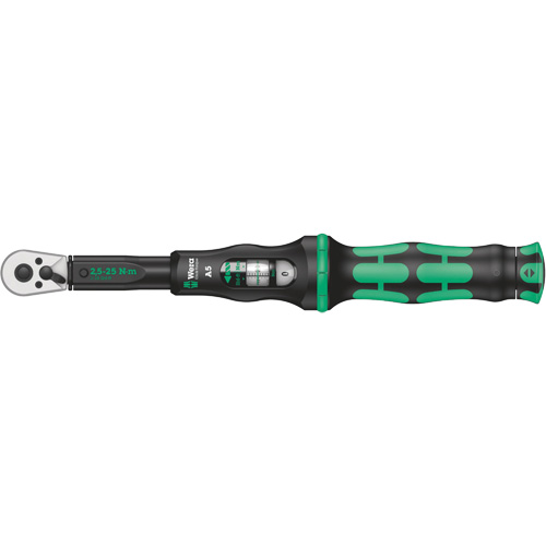 Click-Torque A 5 Torque Wrench with Reversible Ratchet, Click, 1/4" Square Drive, 2.5 - 25 Nm Canadian Safety Group Inc.