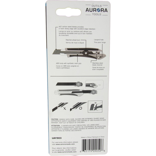 Couteau professionnel de 18 mm, Acier inoxydable, Robuste, Prise en Caoutchouc Canadian Safety Group Inc.