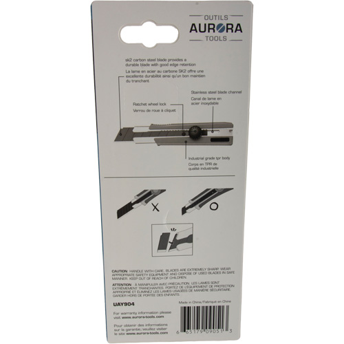 Couteau r&eacute;tractable de 25 mm, Acier inoxydable, Robuste, Prise en Caoutchouc Canadian Safety Group Inc.